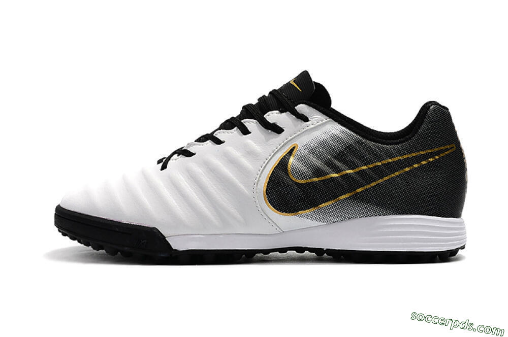 Nike Tiempox Ligera IV TF Low-Tops Football Shoes - White/Gold/Black 2