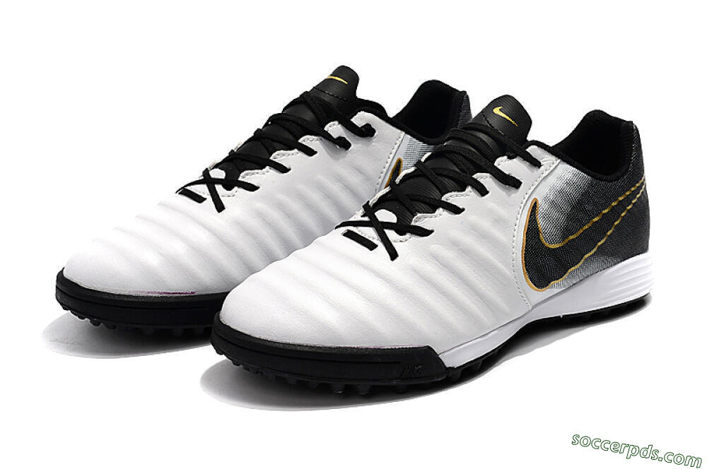 Nike Tiempox Ligera IV TF Low-Tops Football Shoes - White/Gold/Black 5