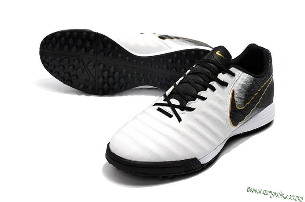 Nike Tiempox Ligera IV TF Low-Tops Football Shoes - White/Gold/Black 3