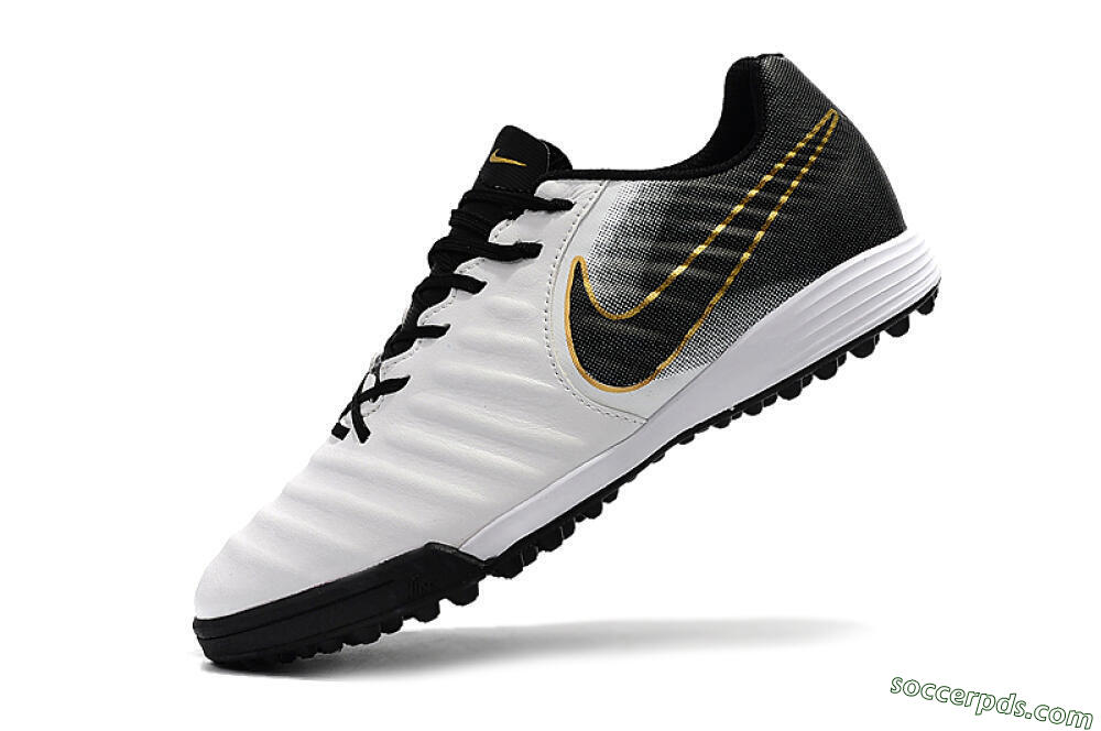 Nike Tiempox Ligera IV TF Low-Tops Football Shoes - White/Gold/Black 8