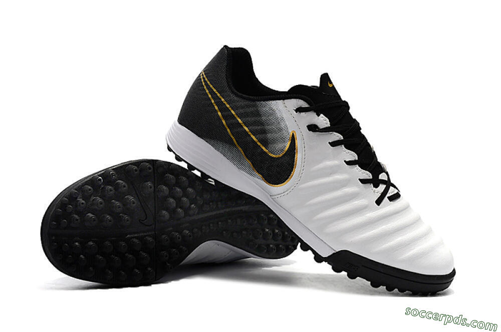 Nike Tiempox Ligera IV TF Low-Tops Football Shoes - White/Gold/Black 4
