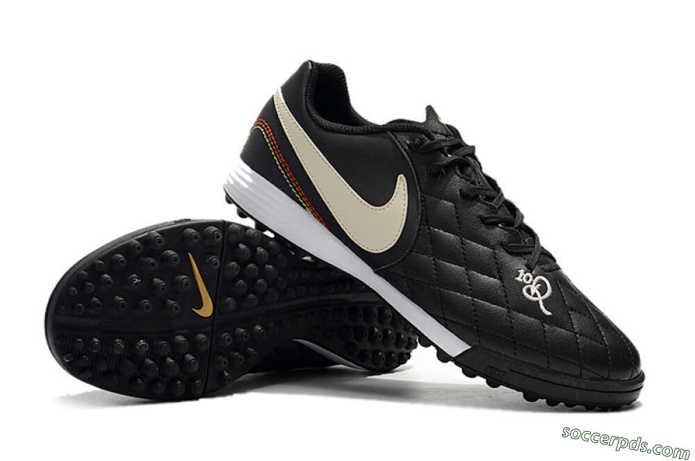 Nike Tiempox Finale 10R TF Low-Tops Football Shoes - Black/Beige/White 4