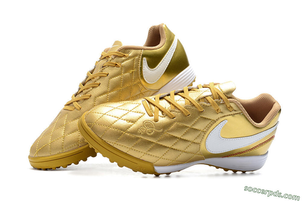Nike Tiempox Finale 10R TF Low-Tops Football Shoes - Gold/White 6