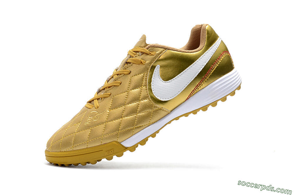 Nike Tiempox Finale 10R TF Low-Tops Football Shoes - Gold/White 8