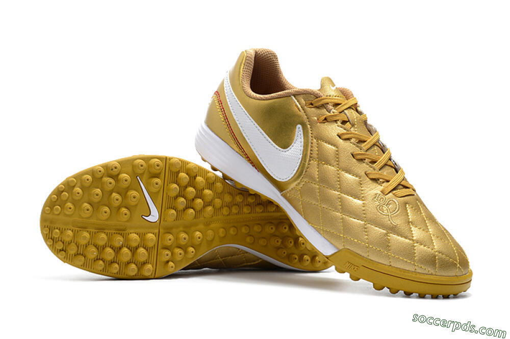 Nike Tiempox Finale 10R TF Low-Tops Football Shoes - Gold/White 4
