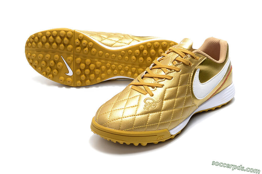 Nike Tiempox Finale 10R TF Low-Tops Football Shoes - Gold/White 3