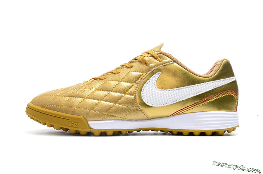 Nike Tiempox Finale 10R TF Low-Tops Football Shoes - Gold/White 2