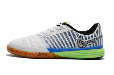 Nike Lunar Gato 2 IC Low-Tops Football Shoes - White/Black/Blue/Yellow
