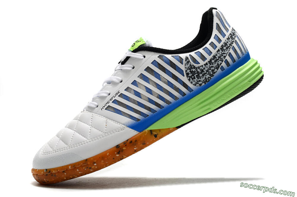 Nike Lunar Gato 2 IC Low-Tops Football Shoes - White/Black/Blue/Yellow 5
