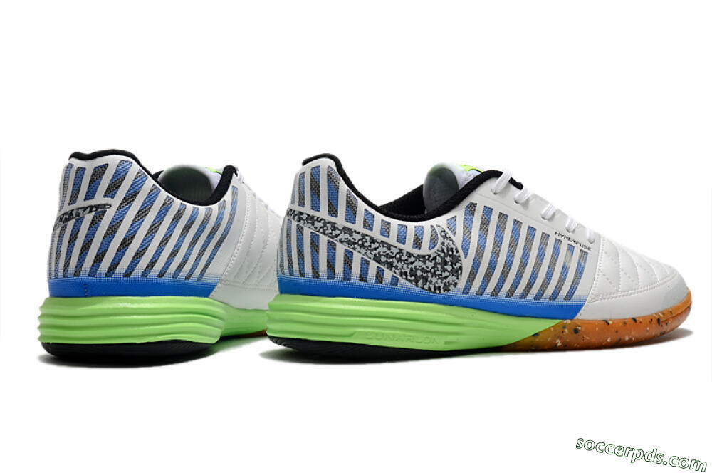 Nike Lunar Gato 2 IC Low-Tops Football Shoes - White/Black/Blue/Yellow 6