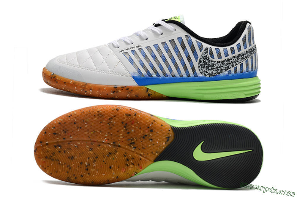 Nike Lunar Gato 2 IC Low-Tops Football Shoes - White/Black/Blue/Yellow 0