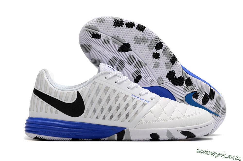 Nike Lunar Gato 2 IC Low-Tops Football Shoes - White/Black/Blue 1