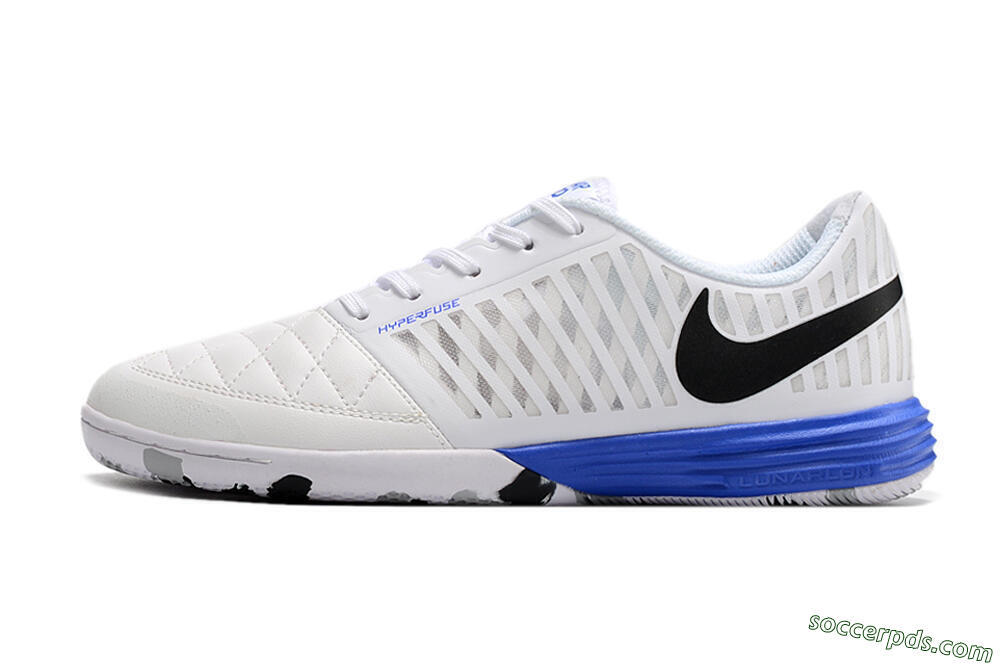 Nike Lunar Gato 2 IC Low-Tops Football Shoes - White/Black/Blue 2