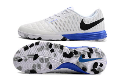 Nike Lunar Gato 2 IC Low-Tops Football Shoes - White/Black/Blue