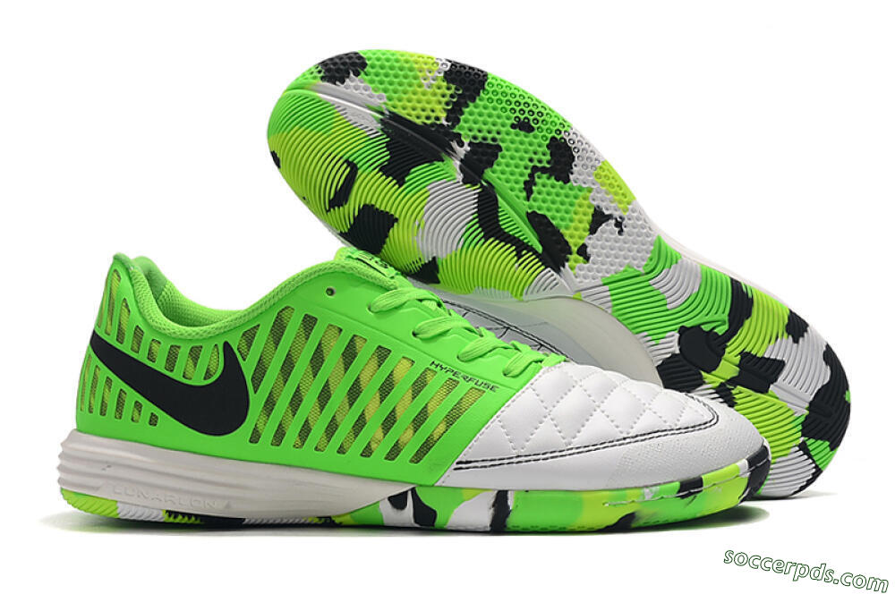 Nike Lunar Gato 2 IC Low-Tops Football Shoes - White/Green/Black 1