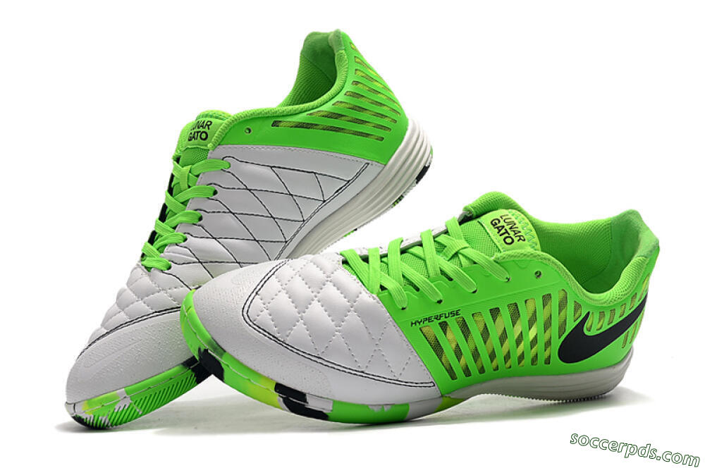 Nike Lunar Gato 2 IC Low-Tops Football Shoes - White/Green/Black 6