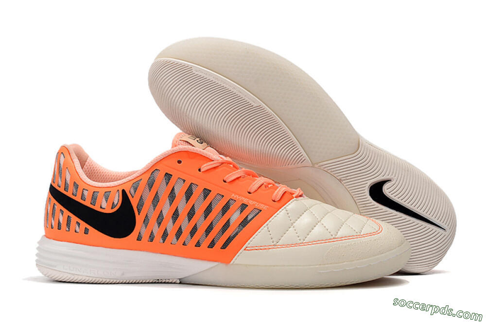 Nike Lunar Gato 2 IC Low-Tops Football Shoes - White/Orange/Black 1