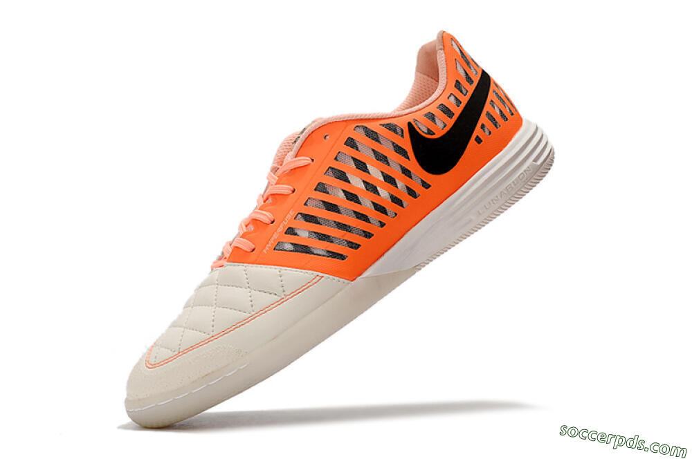 Nike Lunar Gato 2 IC Low-Tops Football Shoes - White/Orange/Black 8