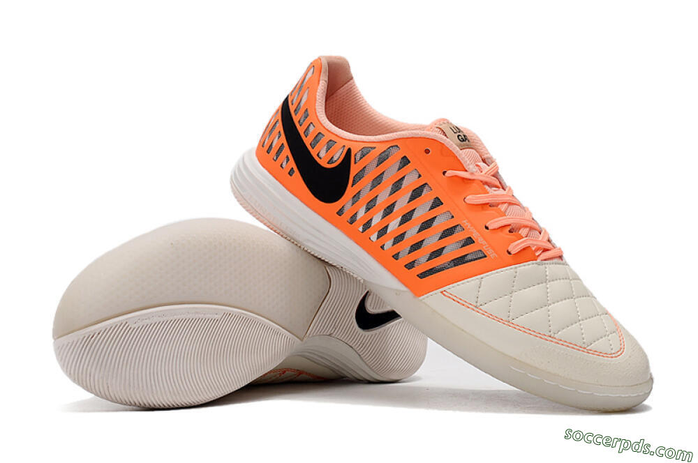 Nike Lunar Gato 2 IC Low-Tops Football Shoes - White/Orange/Black 4