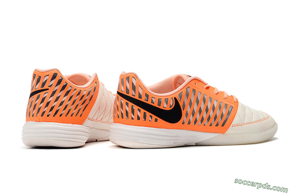 Nike Lunar Gato 2 IC Low-Tops Football Shoes - White/Orange/Black 9