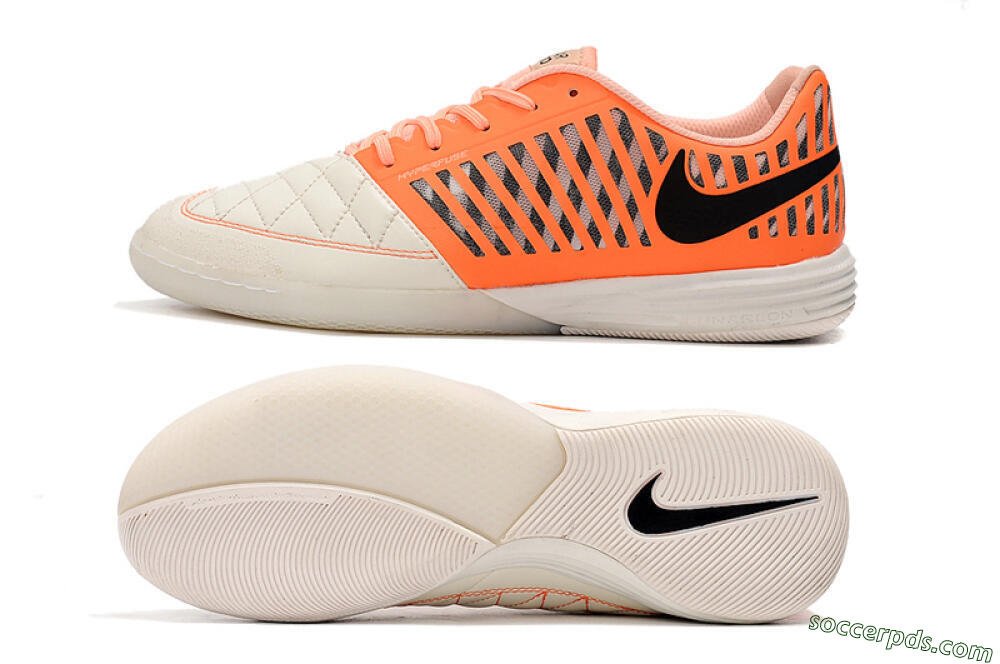 Nike Lunar Gato 2 IC Low-Tops Football Shoes - White/Orange/Black 0