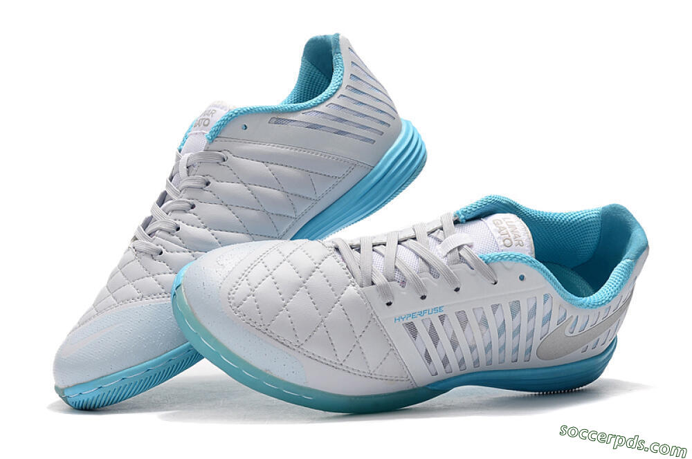 Nike Lunar Gato 2 IC Low-Tops Football Shoes - White/Silver/Jade 5