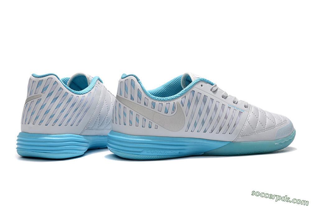 Nike Lunar Gato 2 IC Low-Tops Football Shoes - White/Silver/Jade 8