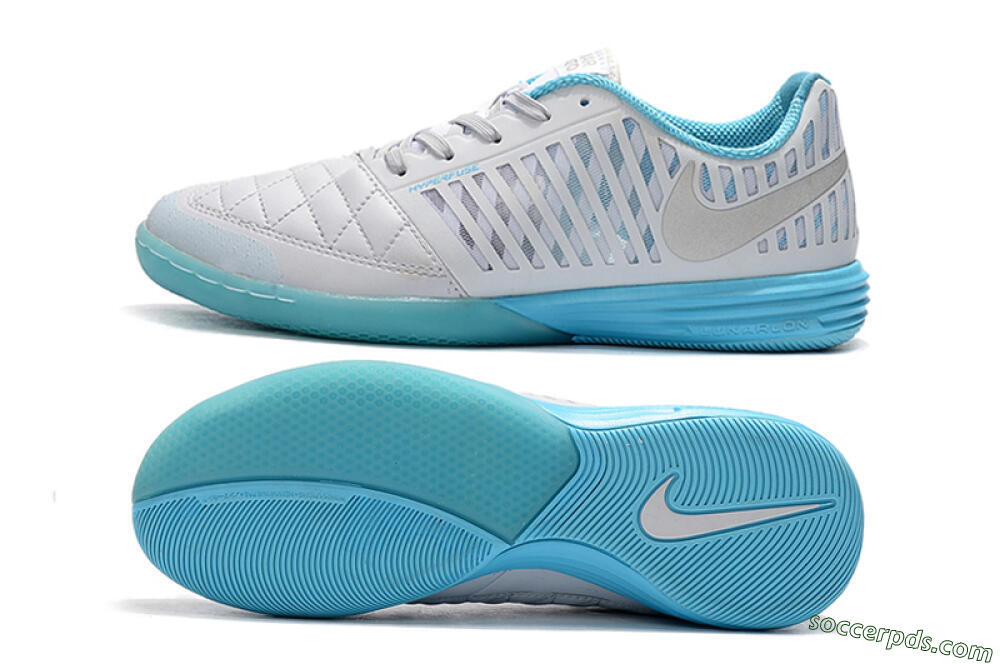 Nike Lunar Gato 2 IC Low-Tops Football Shoes - White/Silver/Jade 0