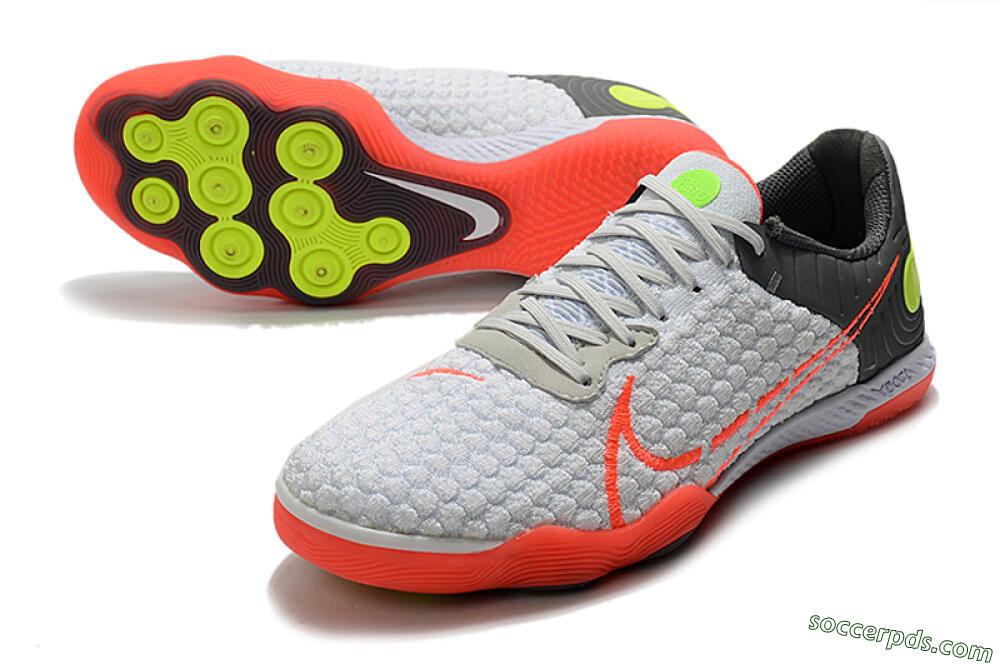 Nike React Gato IC Low-Tops Football Shoes - White/Red/Yellow/Grey 3