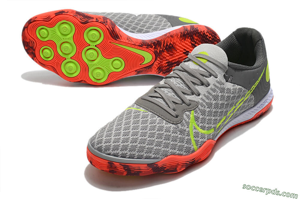 Nike React Gato IC Low-Tops Football Shoes - Grey/Red/Yellow 3