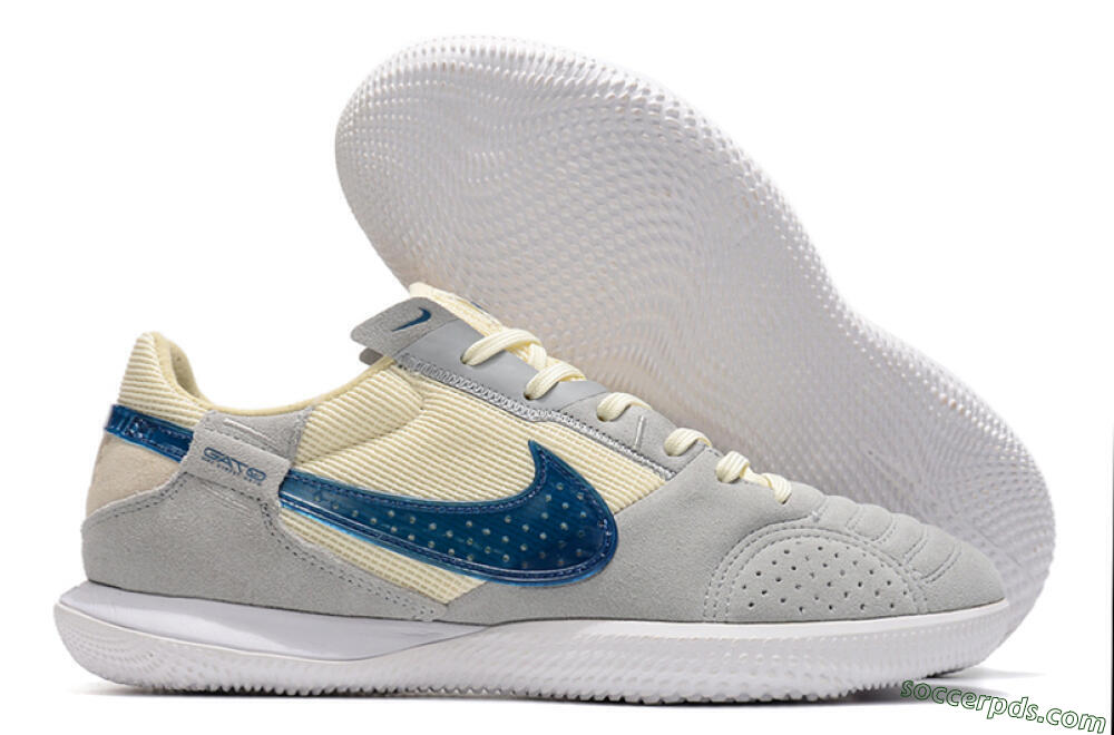 Nike Street Gato IC Low-Tops Football Shoes - Grey/Beige/Blue 1