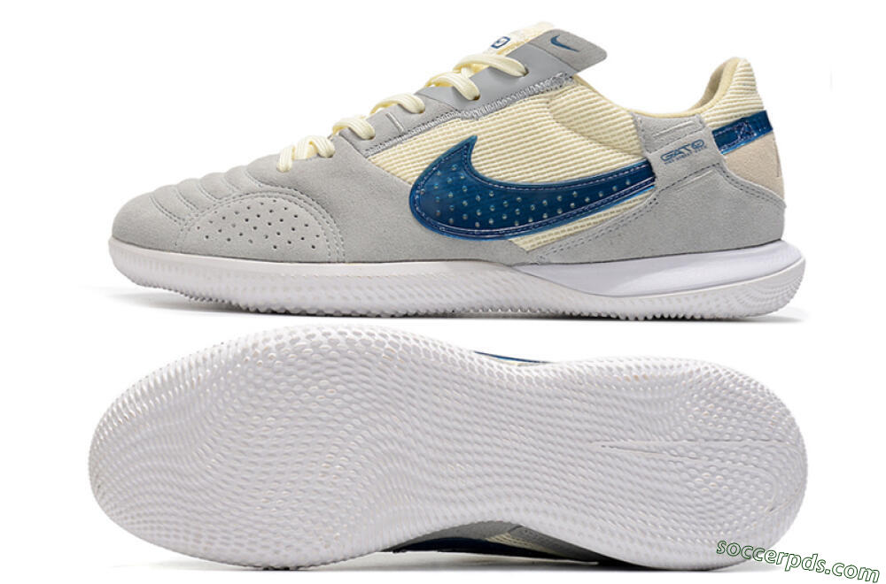 Nike Street Gato IC Low-Tops Football Shoes - Grey/Beige/Blue 0