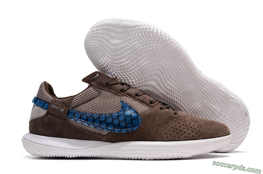 Nike Street Gato IC Low-Tops Football Shoes - Brown/Blue/White 1