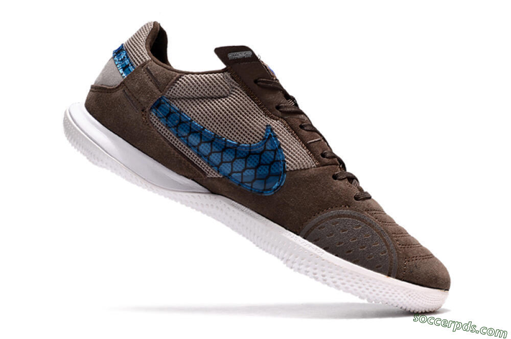 Nike Street Gato IC Low-Tops Football Shoes - Brown/Blue/White 4