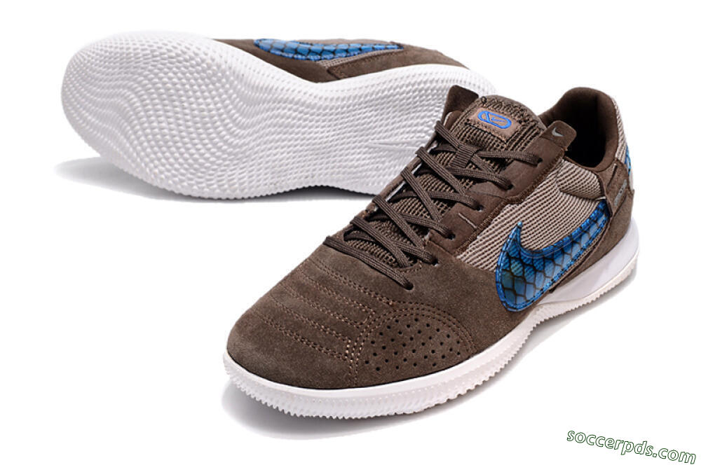 Nike Street Gato IC Low-Tops Football Shoes - Brown/Blue/White 3
