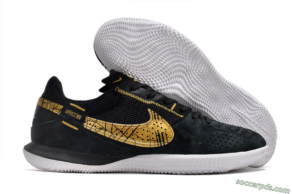 Nike Street Gato IC Low-Tops Football Shoes - Black/Gold/White 1