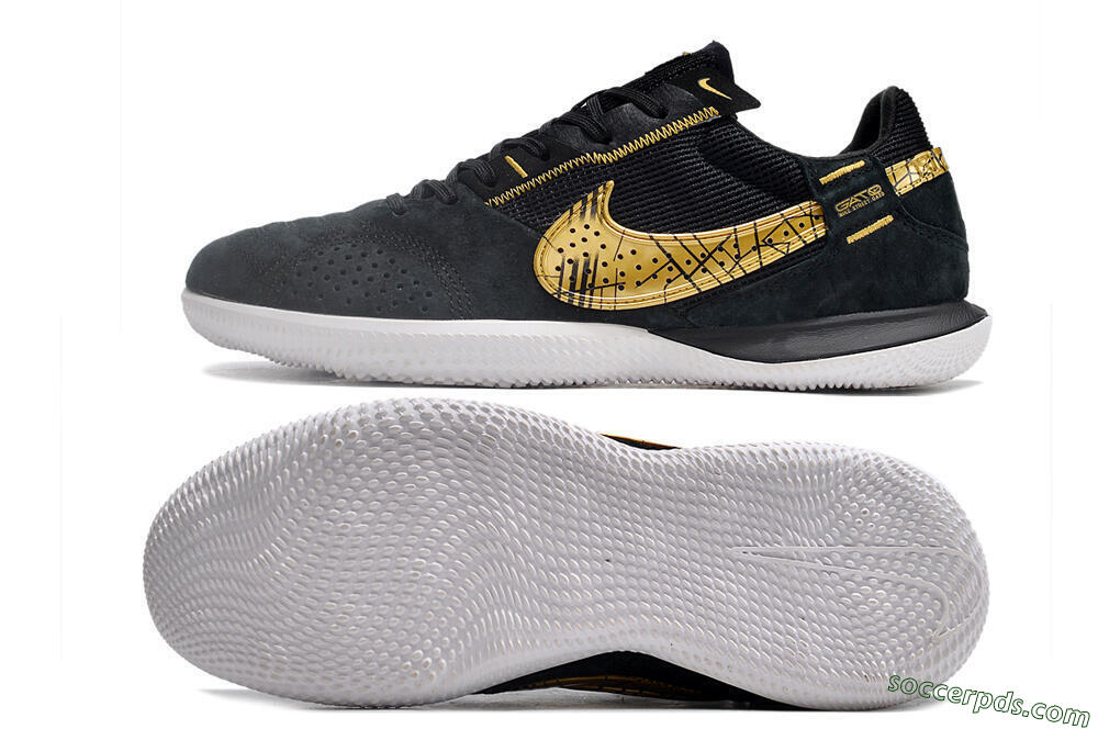 Nike Street Gato IC Low-Tops Football Shoes - Black/Gold/White 0