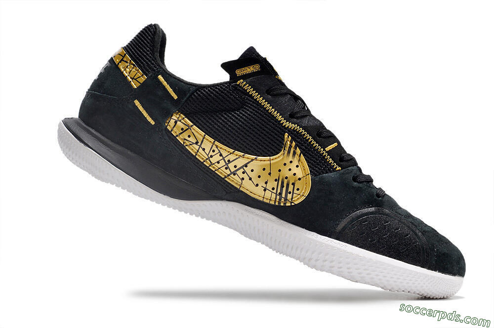 Nike Street Gato IC Low-Tops Football Shoes - Black/Gold/White 4