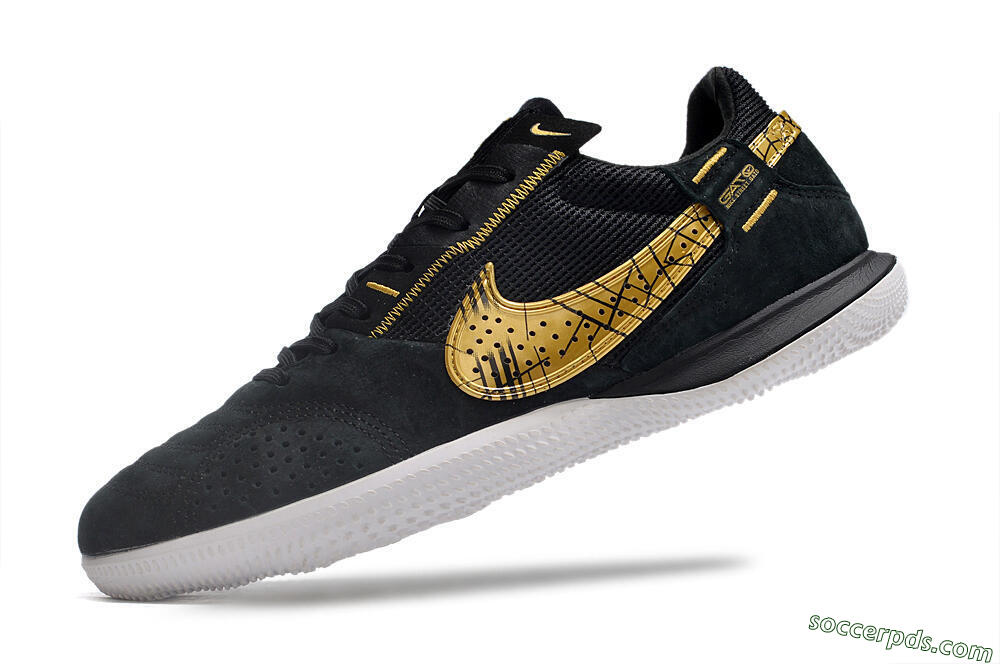 Nike Street Gato IC Low-Tops Football Shoes - Black/Gold/White 5