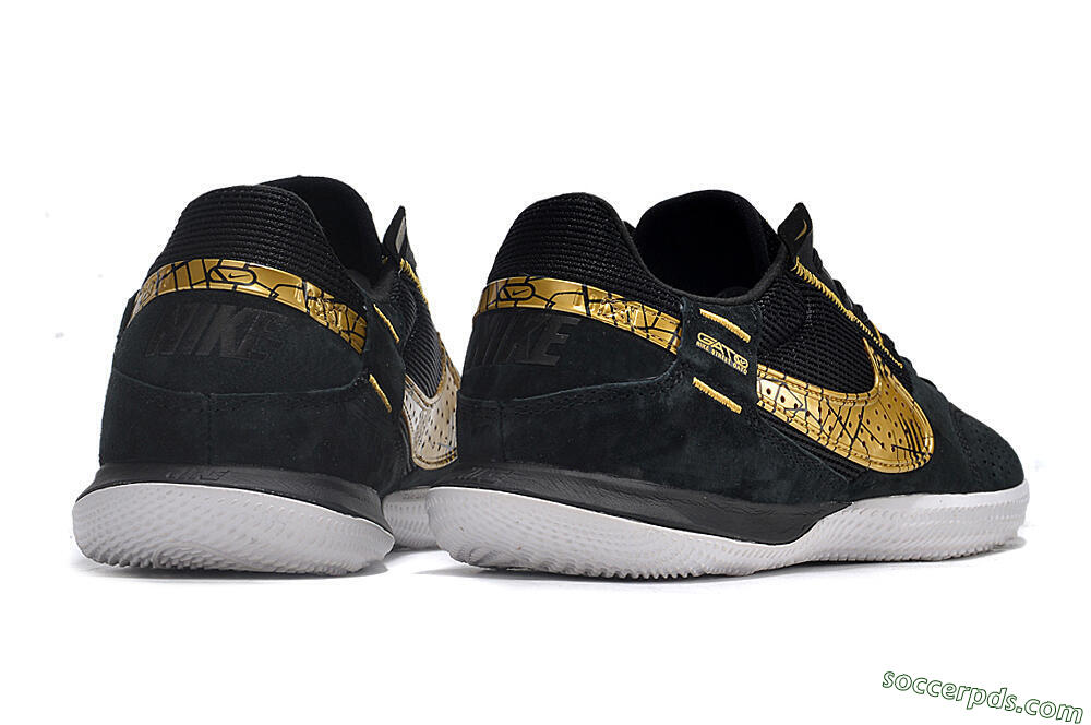 Nike Street Gato IC Low-Tops Football Shoes - Black/Gold/White 6