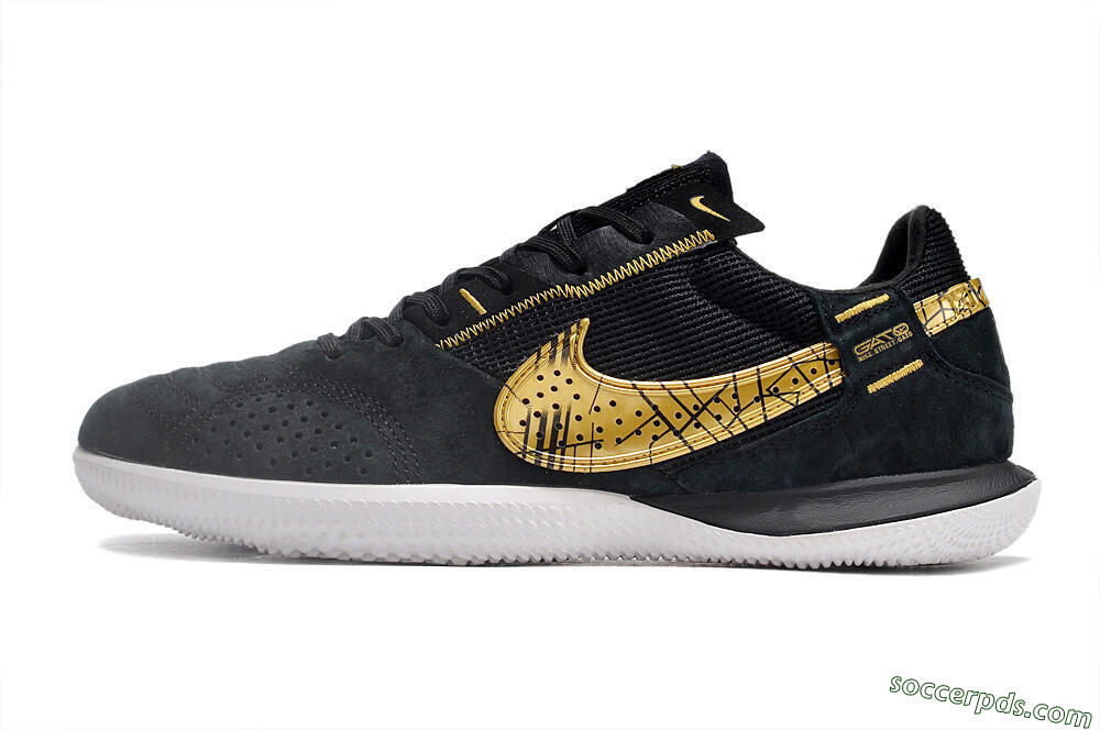 Nike Street Gato IC Low-Tops Football Shoes - Black/Gold/White 2