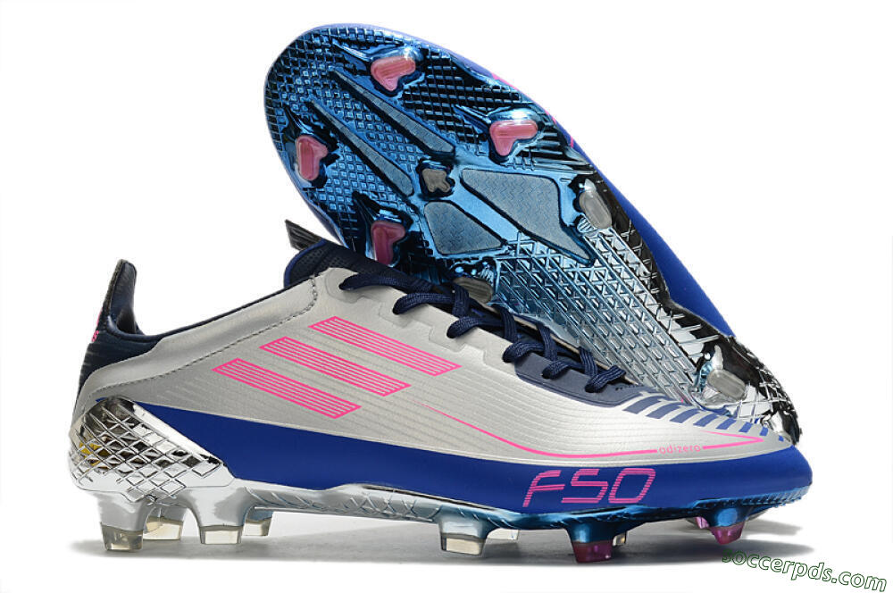 Adidas F50 Adizero Ghosted FG Low-Tops Football Boots - Silver/Pink/Blue 1
