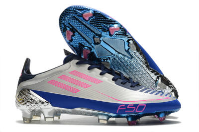 Adidas F50 Adizero Ghosted FG Low-Tops Football Boots - Silver/Pink/Blue