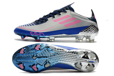 Adidas F50 Adizero Ghosted FG Low-Tops Football Boots - Silver/Pink/Blue