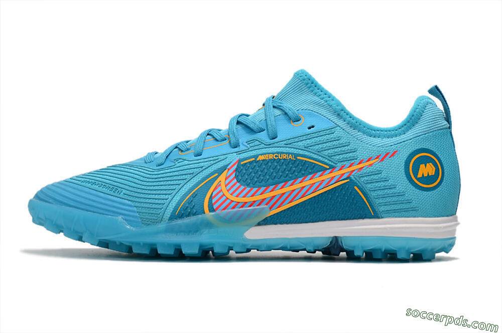 Nike Mercurial Vapor 14 Pro TF Low-Tops Football Shoes - Jade/Yellow/Red 2