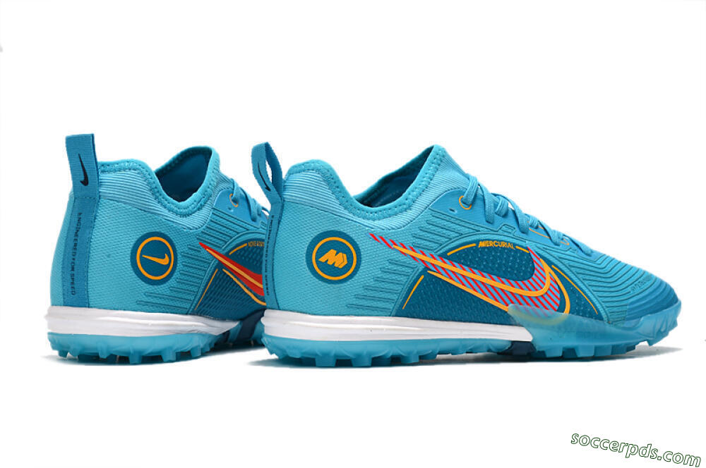 Nike Mercurial Vapor 14 Pro TF Low-Tops Football Shoes - Jade/Yellow/Red 6