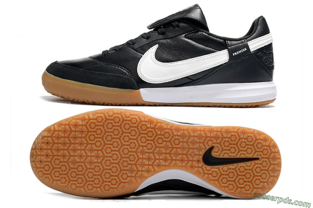 Nike The Premier 3 IC Low-Tops Football Shoes - Black/White/Brown 0