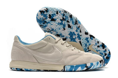 Nike Premier 2 Sala IC Low-Tops Football Shoes - Beige/White/Blue