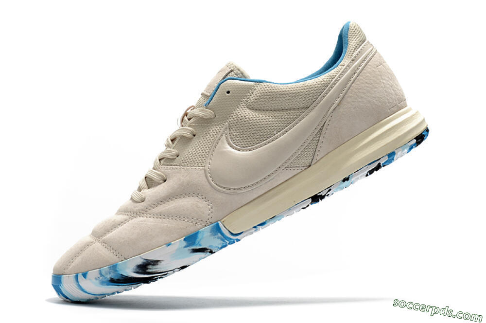 Nike Premier 2 Sala IC Low-Tops Football Shoes - Beige/White/Blue 5