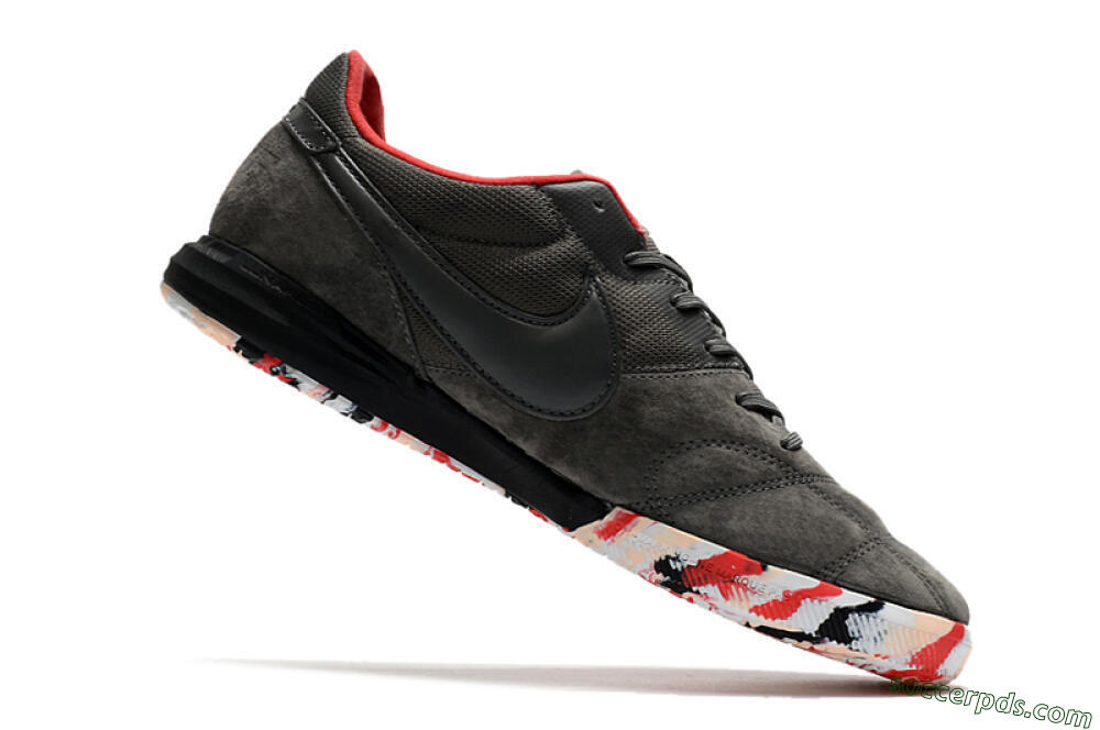 Nike Premier 2 Sala IC Low-Tops Football Shoes - Grey/White/Red 4